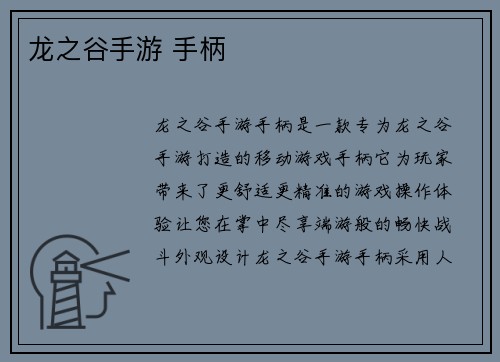 龙之谷手游 手柄